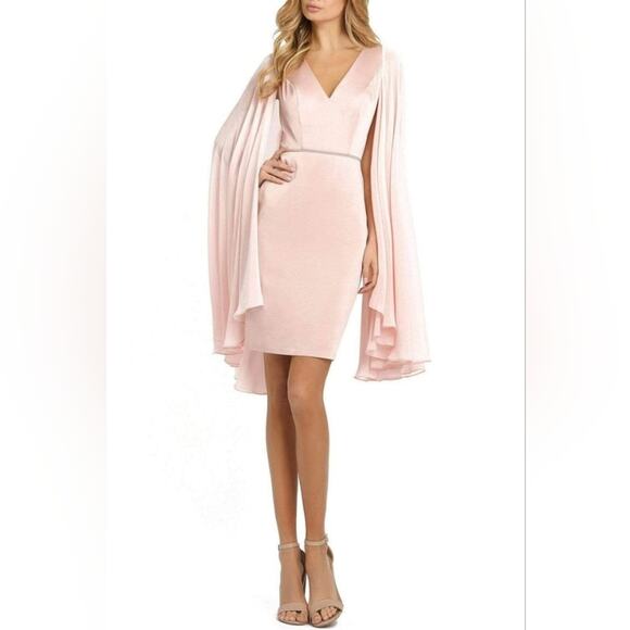 Ieena for Mac Duggal Blush Pink 55358 Dramatic Flowy Sleeve V-Neck Formal Dress - Picture 1 of 6